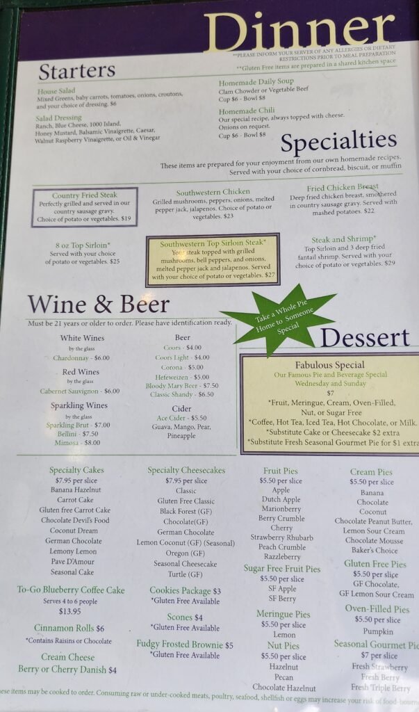 Dinner Menu